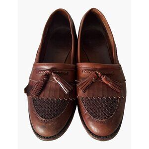 Allen Edmonds Cody LeatherTassel Kiltie Weave Loafers Men's Size 10 Brown